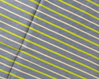 Striped FEED SACK Vintage 1940s  //  Fabric for Sewing - Quilting   44&quot; by 36&quot;  //  Colors:  White, Lime Green, Light Denim Blue