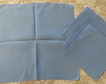 Vintage BLUE LINEN NAPKINS - Hemstitched Edges - Set of 4 - Vintage Linen Napkins in a Smoky Blue