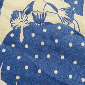 Feed Sack Piece, Blue and Off White Southern Belle  //  Vintage Feed Sack 1930s  //  Antique Cotton Sack - Quilt Repair //  21" x 36"