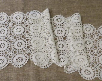 Vintage Hand Crocheted RUNNER or Dresser Scarf - White Cotton - 53" Long, 12 1/2" to 13" Wide - Vintage Table Linens - Handmade Runner