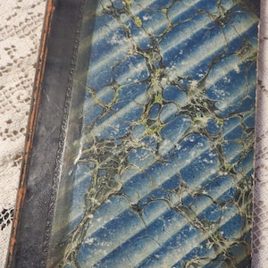 Antique Leather bound BOOK Marbled Boards  // &quot;The GOSPEL STANDARD&quot; dated 1862, London  //  384 Pages  //  Partial Embossed Leather Cover