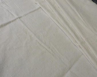 Vintage THICK LINEN Tablecloth - Off White Color - 84" Long, by 54" Wide - Vintage Linen Piece for Repurposing - Heavy Linen