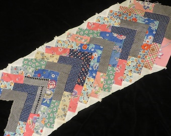 Antique QUILT Block - Piece Hand Stitched  //  The "Beginnings" of a quilt  //  Chevron Pattern - Many Feed Sacks and 30s, 40s, Fabrics