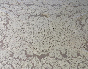 Vintage Lace Tablecloth Damaged SEE PHOTOS - 79" x 61" For Up-Cycling, Repurposing - Vintage Lace Table Cover - Shabby Tablecloth