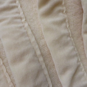 WOOL Blanket, Off White-Cream Color  //  Twin Size, 91&quot; x 66&quot;  //  Made in France  //  Velveteen Edge Bindings   //  &quot;Eaton&quot;