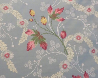 Antique Floral Upholstery Fabric – Blue Gray Heavy Weight Yardage