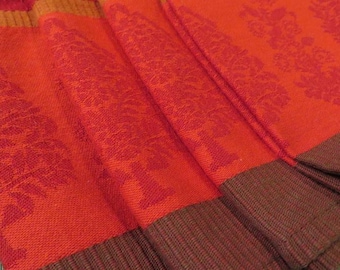 Vintage French Country NAPKINS - Warm Autumn Colors of Dark Red, Brown, Dark Orange - SET of 4 - Large, Dinner Size -  20"