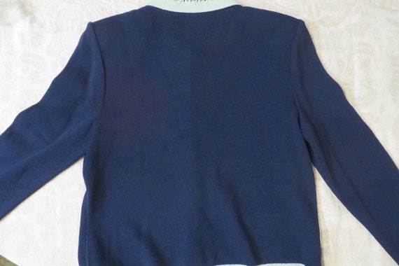 Vintage St. JOHNS Sweater  NAVY Blue and MINT Gre… - image 7