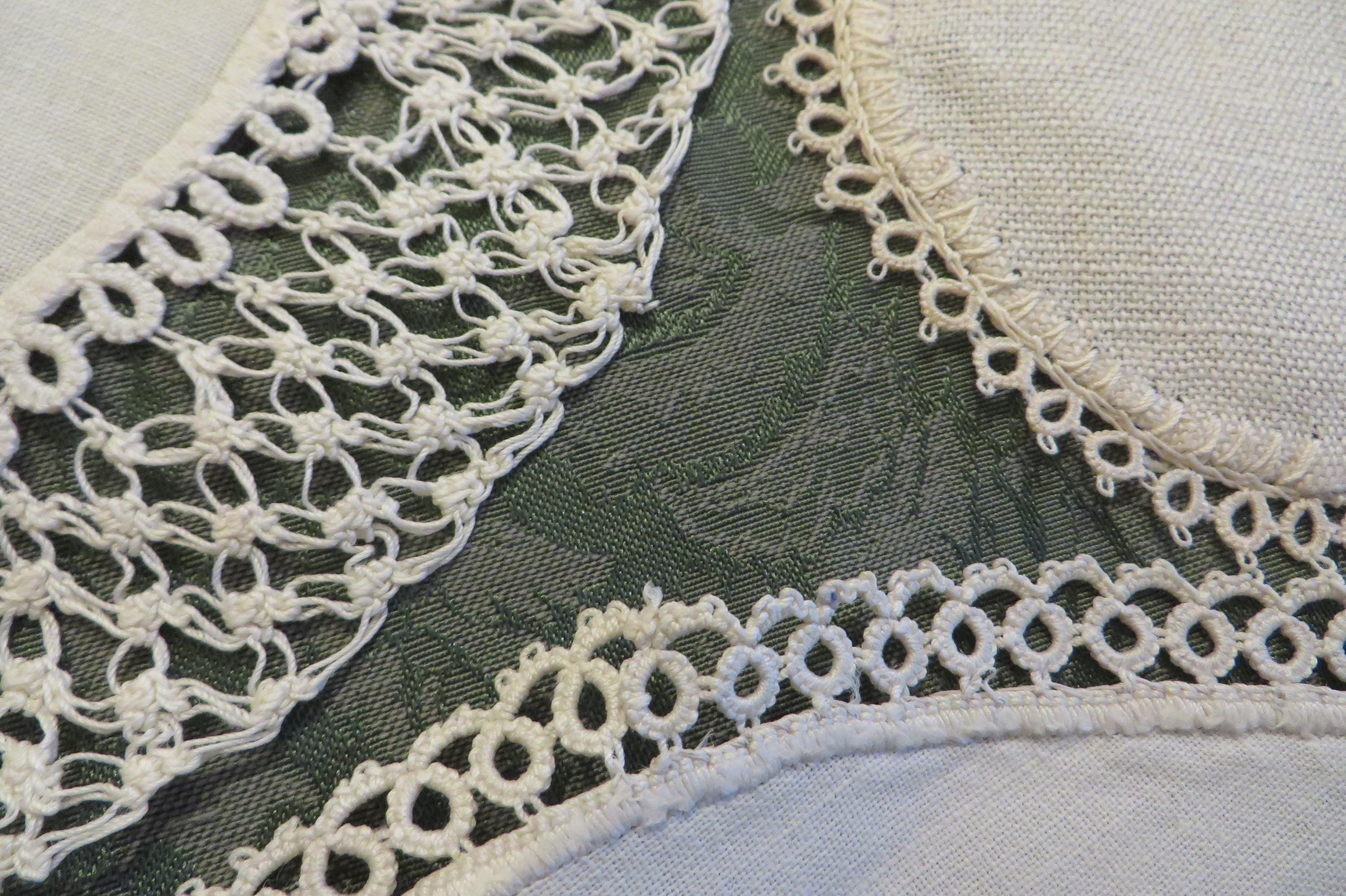 DOILIES, 3 All With Hand Tatting // 2 Round Diameters 5