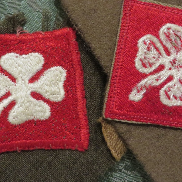WWII Antique Shoulder Patches, Insignia "LEADERSHIP and INTEGRITY"  //  4th Army Vintage Uniform Patches
