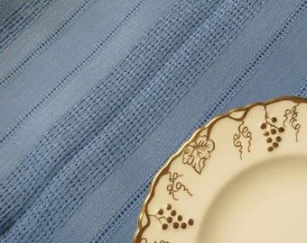 Corn Flower Blue, Mid Century TABLECLOTH - 84" x 60" - Vintage Blue Tablecloth - Poly/Cotton type Fabric - No Ironing necessary