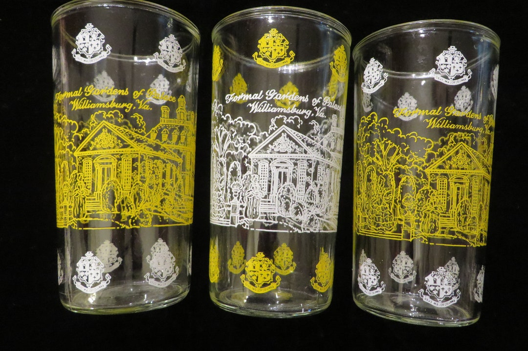 Antique JELLY JAR Glasses WILLIAMSBURG Va. // Set of 3 // Excellent