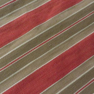 Vintage COTTON, Denim Weight STRIPED Fabric  //  Light Brown Taupe Tan and Washed RED  //  Freshly Laundered See Photos