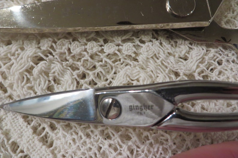 Vintage Gingher Sewing SCISSORS, Pinking Shears and Small Sewing Scissors // Sharp, Both Pairs Work Well // Vintage Scissors Pinking image 5