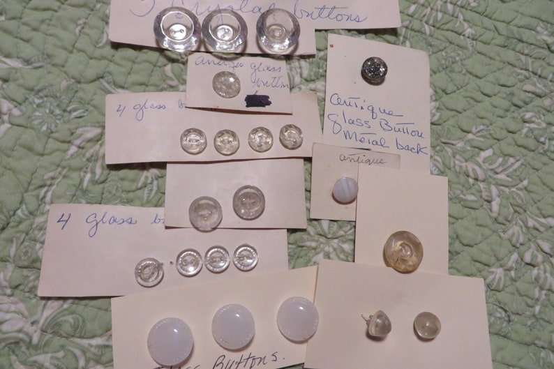 Some with Shanks Some Flat Collection of Antique GLASS BUTTONS 22 Glass Buttons Different Sizes