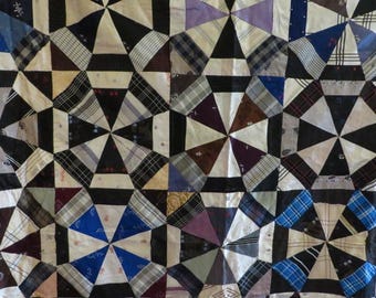 Antique QUILT TOP - Neck TIES - Nice Piece of Vintage Fiber Art - Multi Colors - Unique Quilt Top