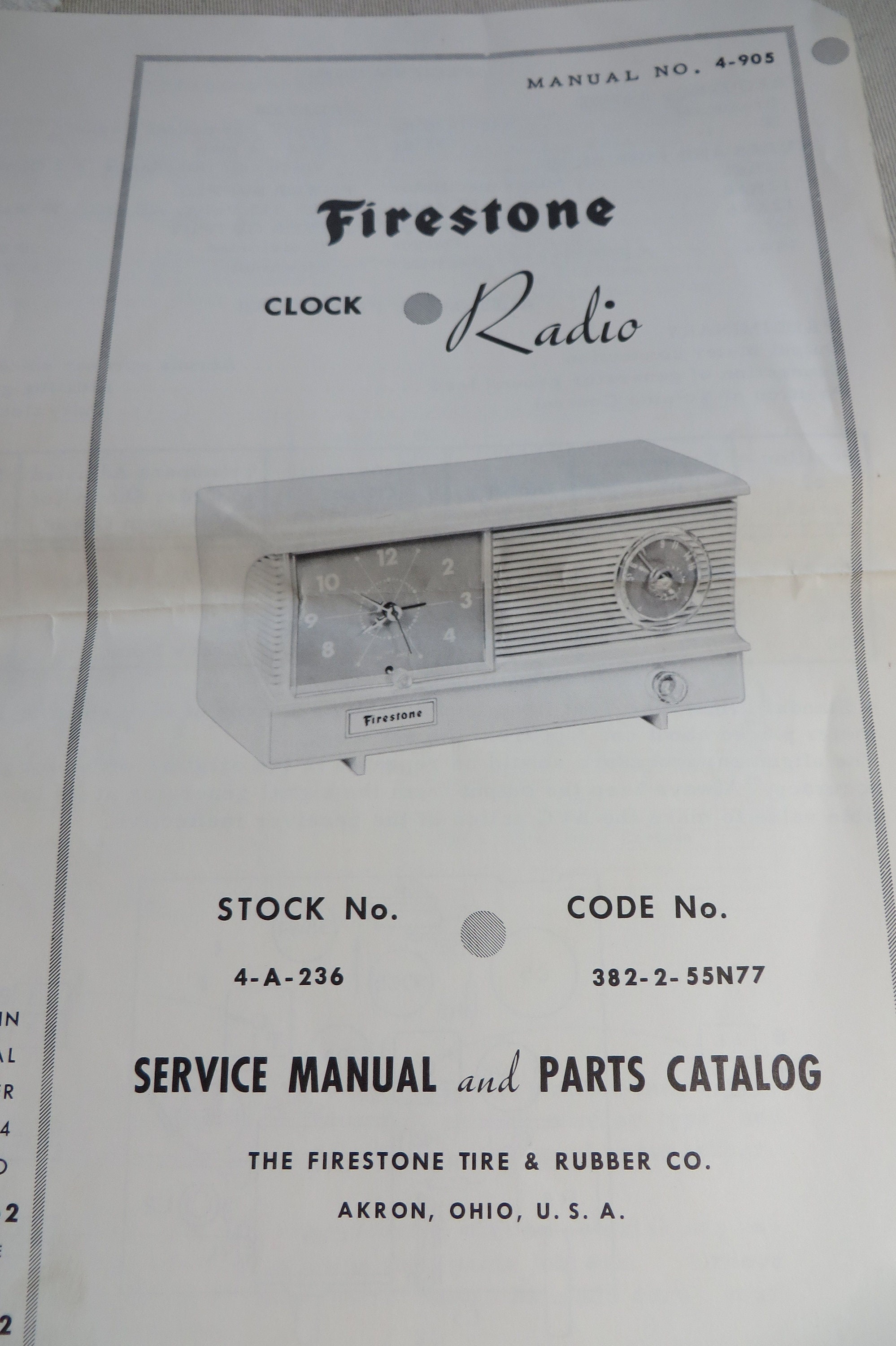 FIRESTONE Clock Radio Service Manual and Parts Catalog // Etsy