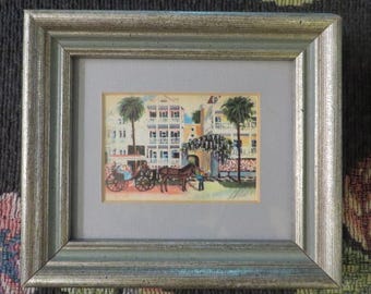 Old Charleston S.C. - Framed Vintage Print - Art by Bonnie Holden  "A Charleston Springtime 1856"