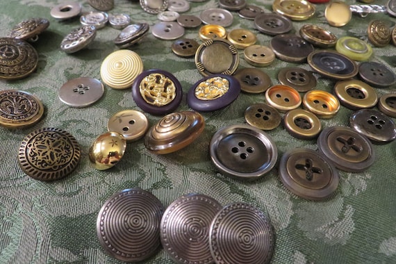 Large Lot of METAL BUTTONS, All Vintage // Silver and Gold // Most