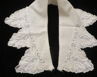 Antique Handmade COLLAR with Lace Edging  //  23 Inches Long, Width is 6" at Widest Point  //  Off white Color, Adult Size