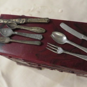 Vintage/antique Dollhouse FLATWARE, Spoons Knives, Forks  //  Vintage Doll House Accessories  //  Pretend Play