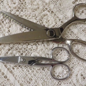 Vintage Gingher Sewing SCISSORS, Pinking Shears and Small Sewing Scissors // Sharp, Both Pairs Work Well // Vintage Scissors Pinking image 1