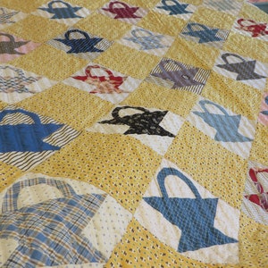 素晴らしいキルト、アンティークバスケットキルト、ハンドキルト 68