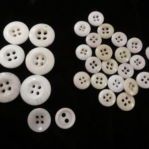 Antique Ceramic/Porcelain Buttons  //  Collection of 29 Buttons, Flat with Four Holes  //  Vintage Ceramic Buttons