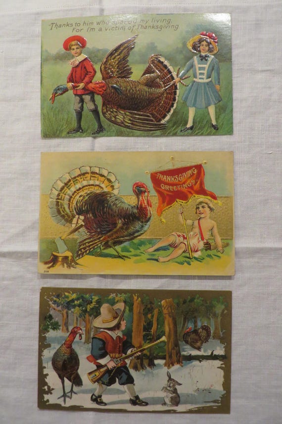 USA set of 6 Thanksgiving postcards early 1900s USA set of 6 Thanksgiving postcards early 1900s