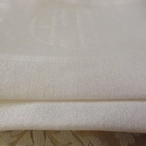 Vintage LINEN TOWEL  33&quot; x 20 1/2&quot;  //  Tone-on-Tone, Damask Linen Weave with Stripes  //  White on White Towel - CIGF Monogram