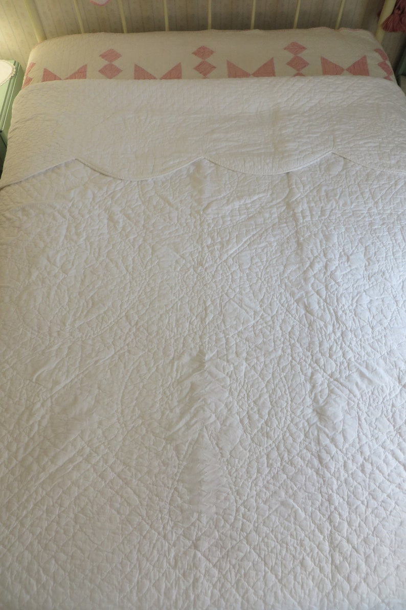 THICK QUILT Vintage White WholeCloth Quilt by Sarita Handa Etsy