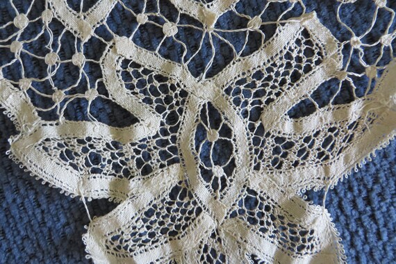 Large, Handmade LACE COLLAR  //  Ecru  Off-White … - image 6