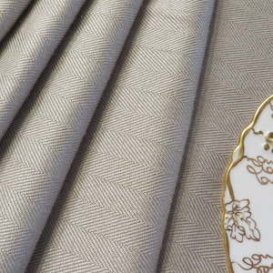 Tablecloth Vintage BEIGE, Khaki Color  //  Extra Long Tablecloth 114&quot; x 54&quot;  Buffet Size Tablecloth  //  Poly Cotton Fabric, Ribbed Pattern
