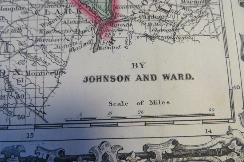 Antique 1860 MAP of IOWA & Part of Nebraska // Published by Etsy