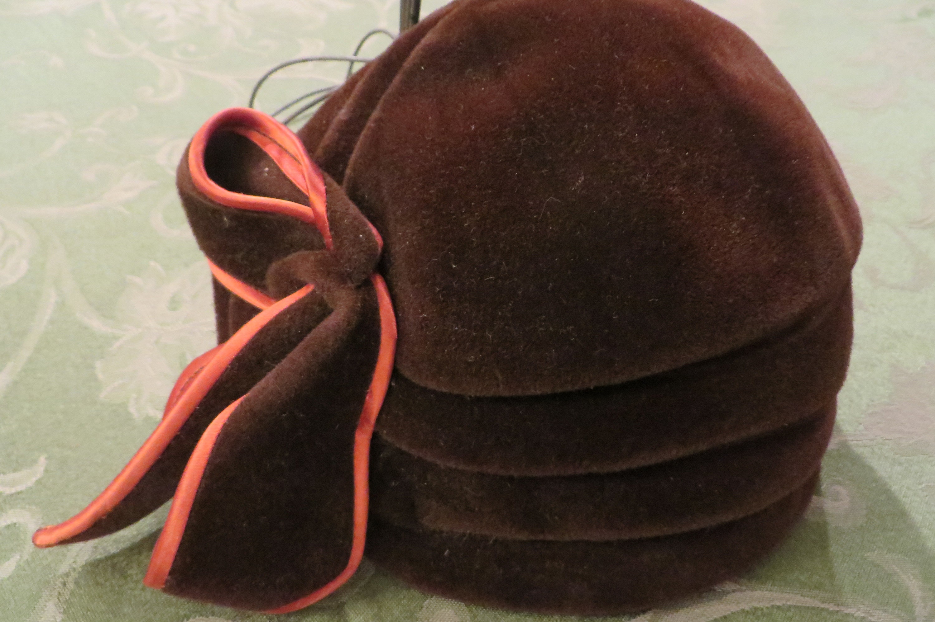 Chevalier Hat Circa 1950, Vintage Capulet velvet hat with bow detail Mr-ed.-vintage-hat.jpg main image 2