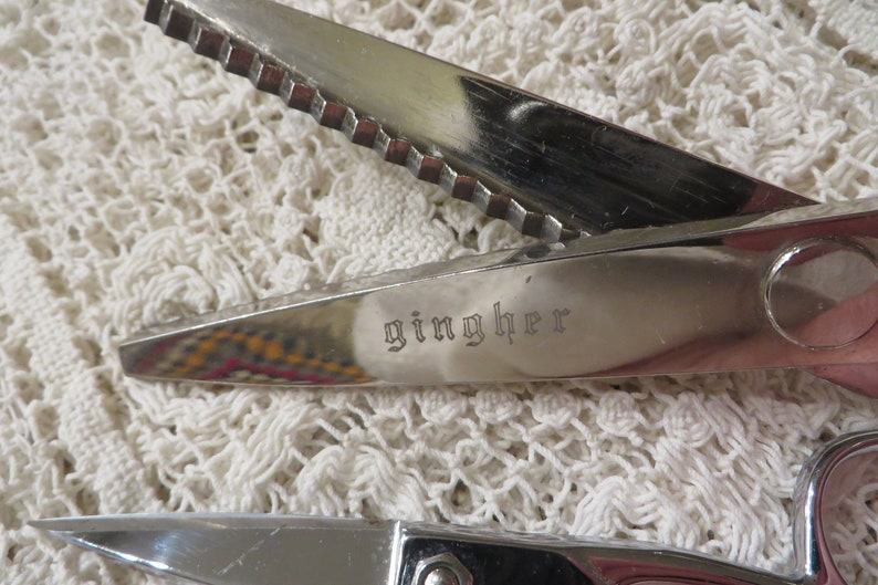 Vintage Gingher Sewing SCISSORS, Pinking Shears and Small Sewing Scissors // Sharp, Both Pairs Work Well // Vintage Scissors Pinking image 4