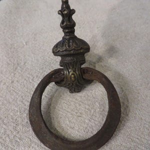 Antique DRAWER PULL  //  Metal, Likely Brass  //  3 inches tall  //  Round Drawer Pull - Drawer Knob