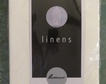 NOS Tablecloth in IVORY, Square 52" - by Fieldcrest  - Damask, Herringbone Pattern - New Old Stock, With Original Packaging