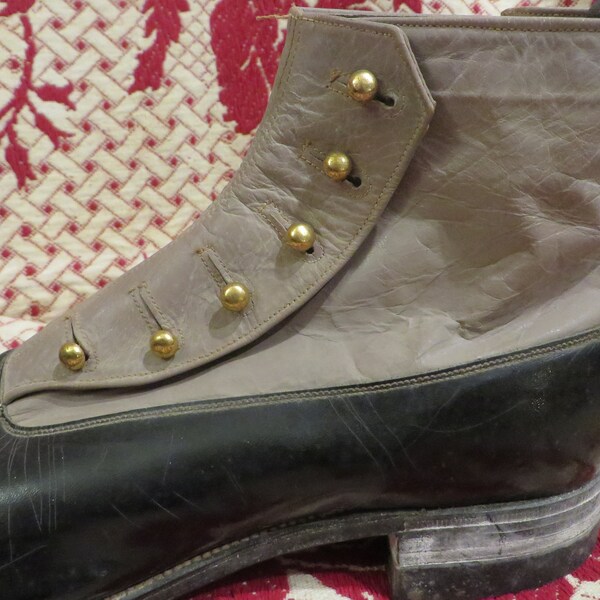 vintage check and leather ankle boots