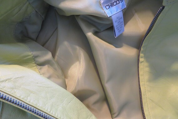 SOFT Leather JACKET, Green, Mandarin Snap Collar,… - image 6