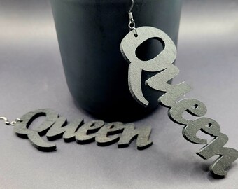 Queen Earring, Wood Earring, Afrocentric, Black Girl Magic, Black Queen