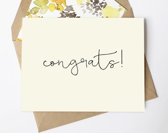 Custom Congrats Card with Lined Envelopes / party card - wedding card - baby shower card - engagement card - congratulations-graduation card