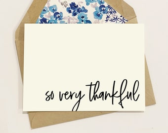 Custom So Very Thankful Cards with Lined Envelopes / thank you, thank you gift, thank you card, thanks, thank you note, thank you stationery