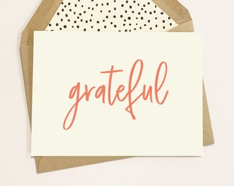 Grateful Cards with Lined Envelopes / thank you, thank you gift, thank you card, thanks, thank you note, thank you stationery, grateful