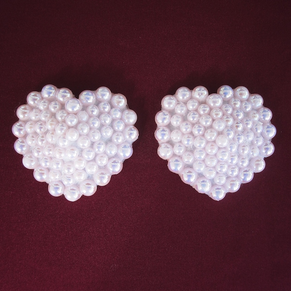 Pearl Heart bridal collection pasties REUSABLE heart shaped nipple covers Pale pink pearl pasties Custom erotic lingerie Sexy gift