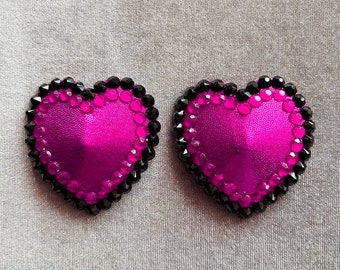 COLOURS OF LOVE (2) Pasties - Perfectly Cut, Adorned with Rhinestones Reusable Nipple Covers