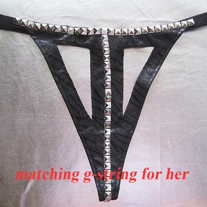 Men's Thong: IN THE MIDDLE High Quality Vinyl Fabric with Pyramid Studded Trim Sexy Underwear image 4