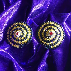 Reusable HONEY BEE Burlesque Pasties with Yellow and Black Rhinestones