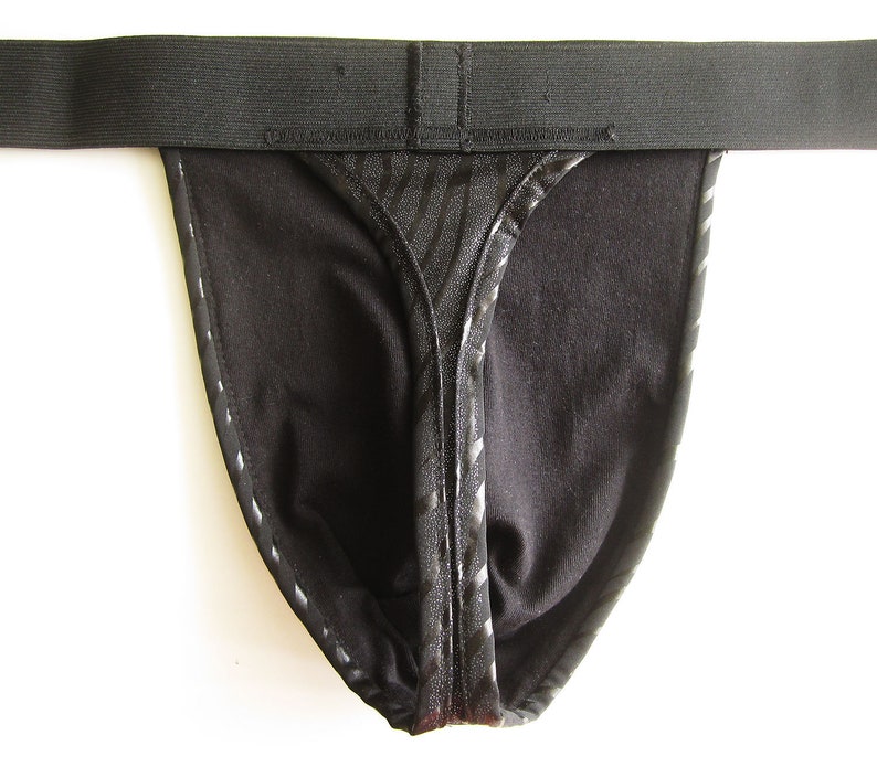 Men's Thong: IN THE MIDDLE High Quality Vinyl Fabric with Pyramid Studded Trim Sexy Underwear image 2