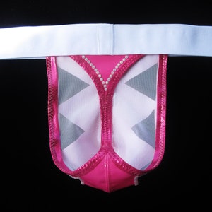 Men's Exotic G-string DREAM STRIPPER In PINK Faux Patent Leather w/ Rhinestone Accents Sexy Underwear image 2